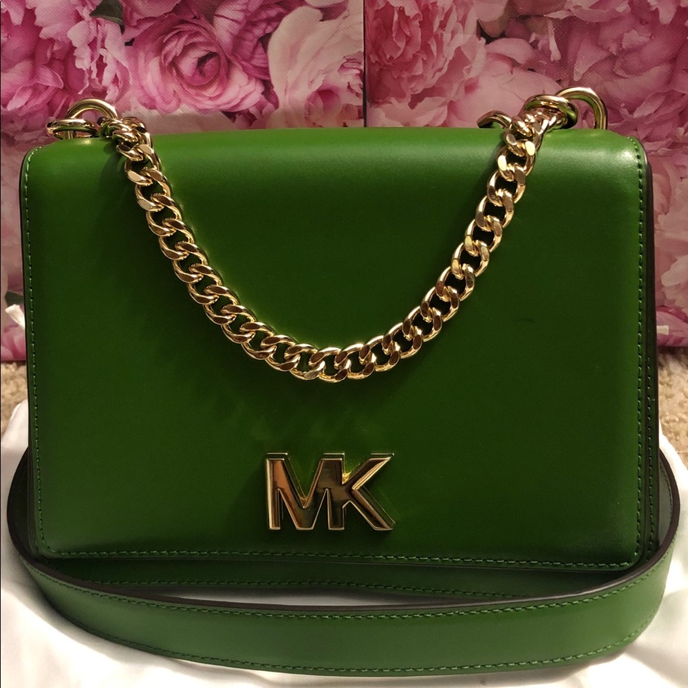 Michael Kors Green Mott Large Chain Swag Shoulder